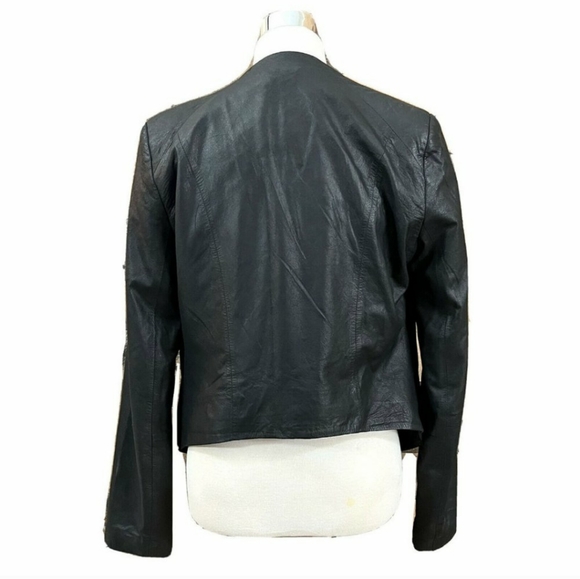 Black leather jacket, size large. - Picture 3 of 5